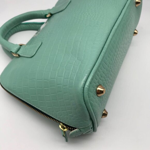 WKND WYFR  Aquamarine Croc Embossed Leather Convertible Satchel - Picture 6 of 11